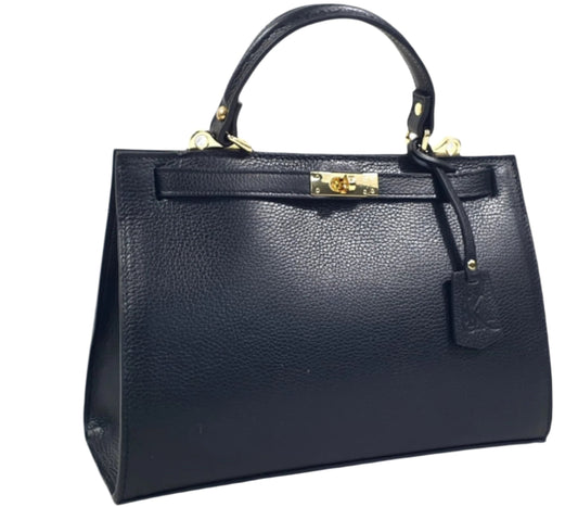 Comfort Top Handle Bag Black | High Quality Pebbled Italian Leather Handbag (Available in 4 Colors)